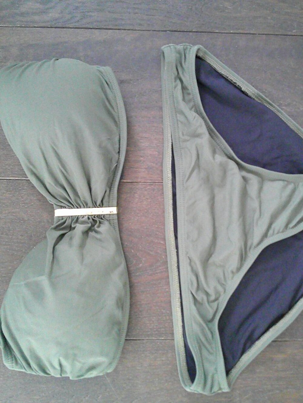 Michael Kors Strapless Army Green Swimsuit